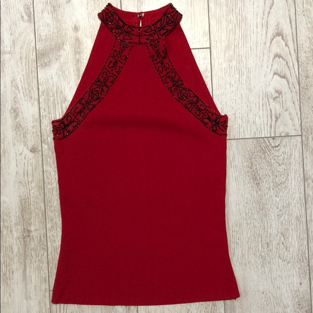 Michelle Nicole red high neck embellished top S
